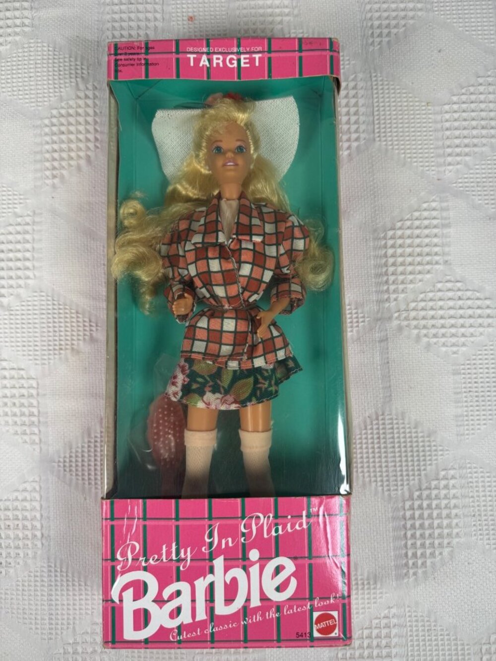 Pretty In Plaid Barbie Doll 1992 Mattel Exclusive Plaid Outfit 5413 NIB